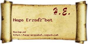 Hege Erzsébet névjegykártya